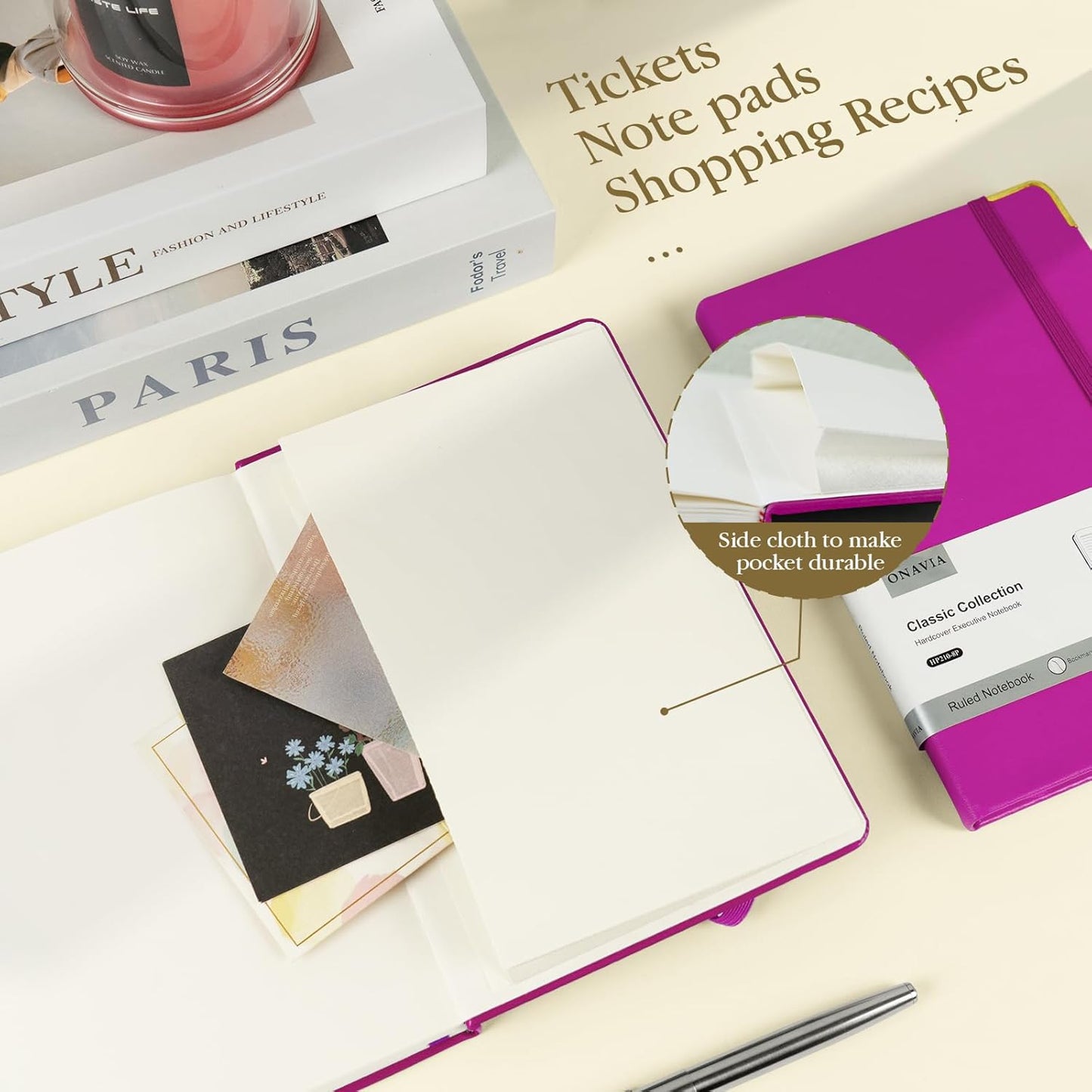 A5 Lined Journal Notebook - 100 GSM Thick Paper, 6 Pack Hardcover Journaling Notebooks for Writing, Work, Travel, School, College Ruled Journals for Women Men, PU Leather Note Books, 5.5”x8.3”