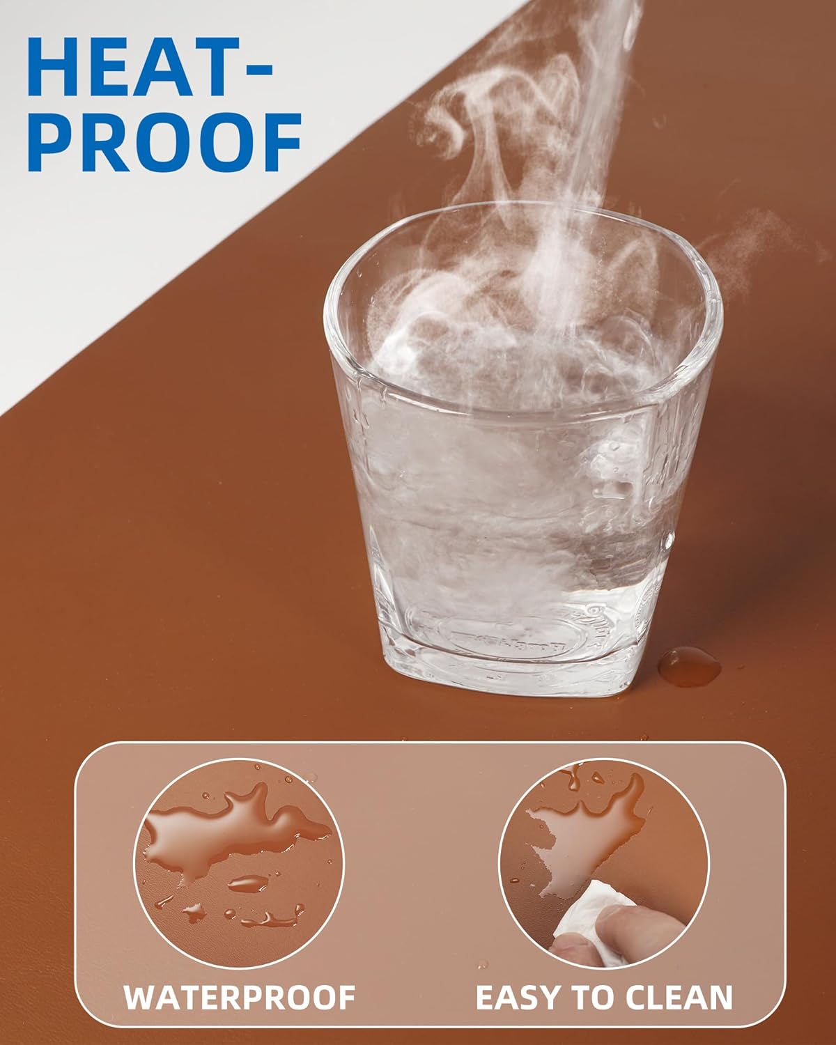 Leather Desk Pad Blotter,Mouse Pad,Office Desk Mat, Non-Slip PU Leather Desk mat,Large Desk mat,Waterproof Keyboard mat for Office/Home/Decor (Brown,35" x 17")