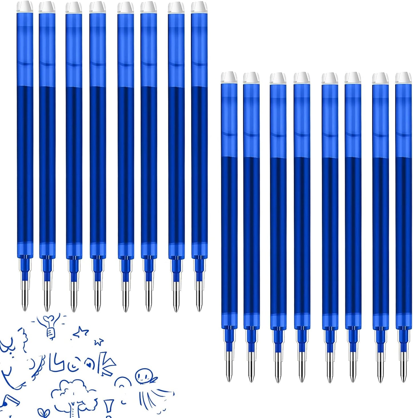 0.7 mm Erasable Gel Ink Pen Refills Compatible with Frixion Friction, Smooth Writing Multicolor Retractable Fine Point Pen Refill for School Office Home Art (Blue, 16)