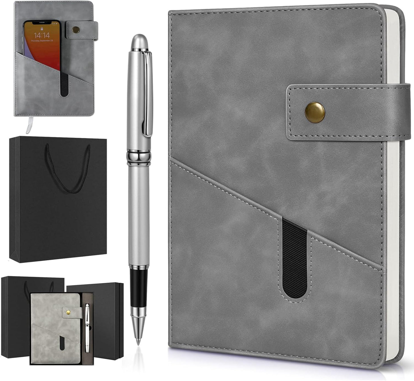 A5 Lined Leather Journal Notebook,Hardcover Journal Set with Pen and Gift Box,100Pages 100gsm Thick Ruled Paper Daily Diary for Men Women School,Travel,Business,Work,Writing 5.9" X 8.4"