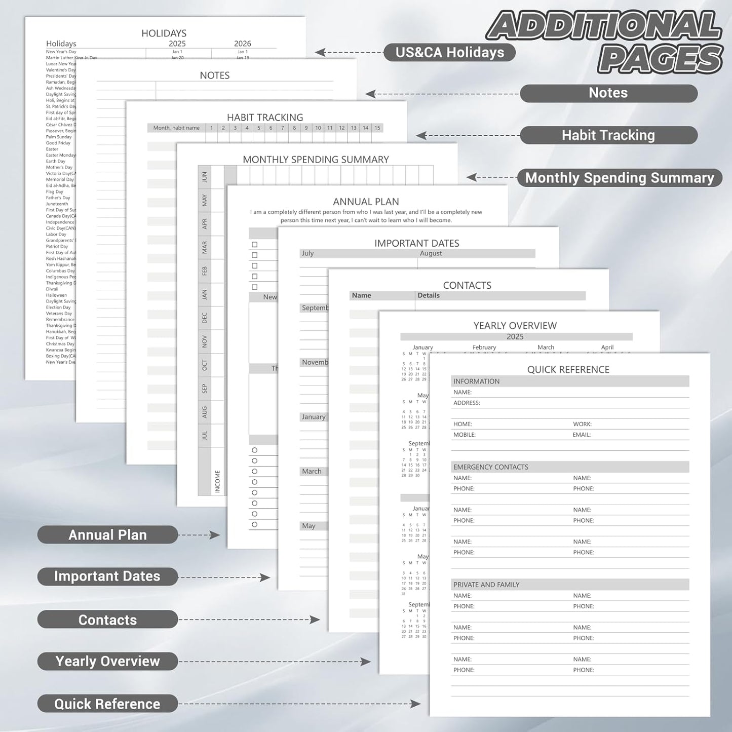 Academic Planner 2025-2026 (8.5" x 11") - Weekly & Monthly Planner (Jul. 2025 - Jun. 2026), Column View Calendar Organizers, Hardcover Agenda Book with Tabs for Office & School, Black