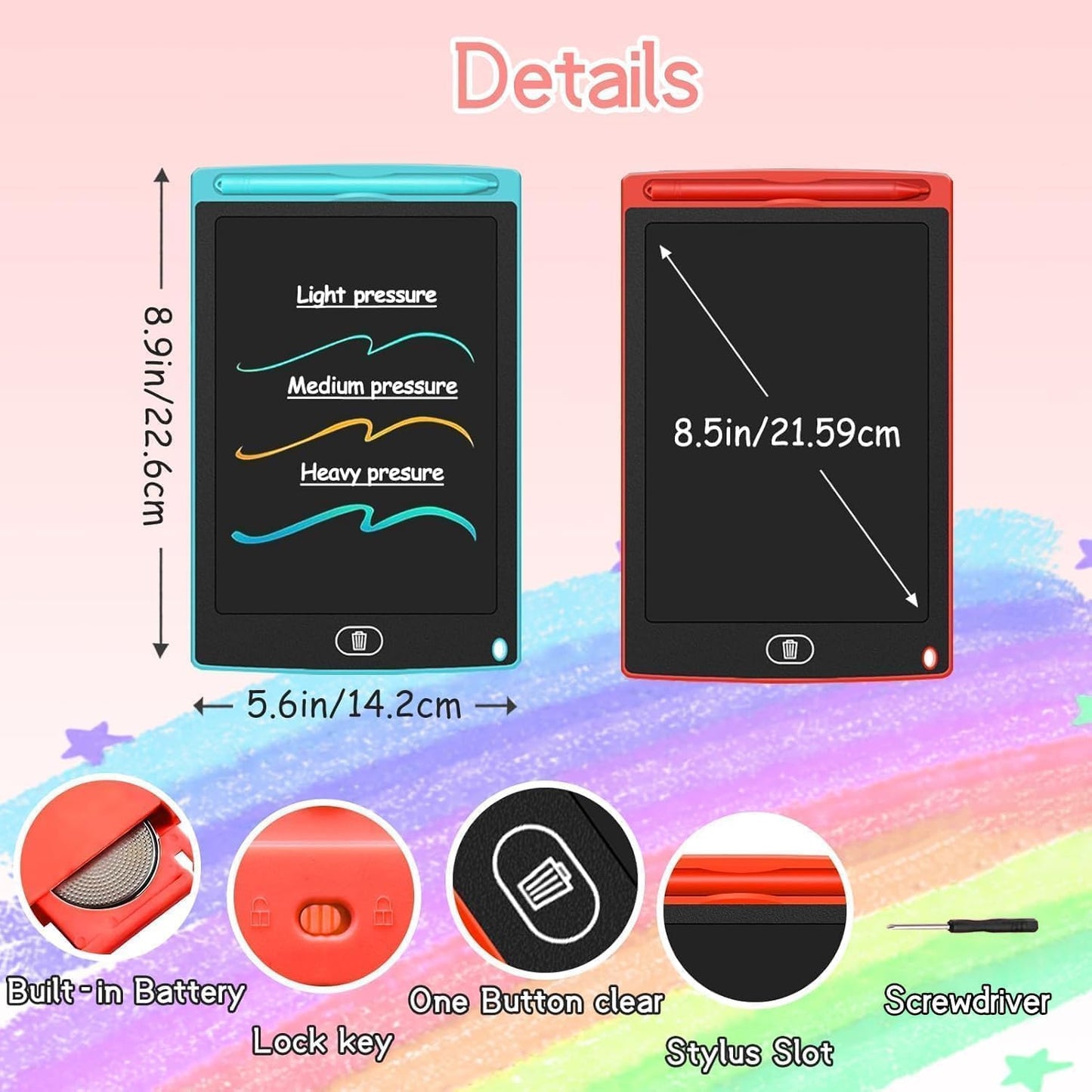 20 PCS LCD Writing Tablet for Kids Doodle Board 8.5" Colorful Screen Drawing Pads Reusable Drawing Writing Pad Learning Educational Toys for Kids Girls Boys 3-10