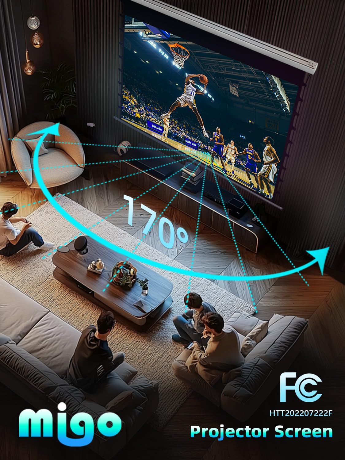 120 inch Pull Down Projector Screen, Soft White Super 3.0 Gain 16:9 4K Ultra HD Tab-Tensioned Ceiling Mount Projector Screen for Long Throw or Short Throw Projector Movie Home Theater Cinema