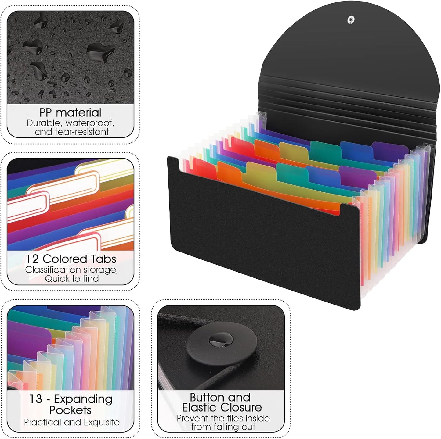 2 Pack 13 Pockets A6 Mini Coupon Organizer Wallet, Expandable Accordion File Organizer for Storage Receipt Cards Coupons Tickets - Black