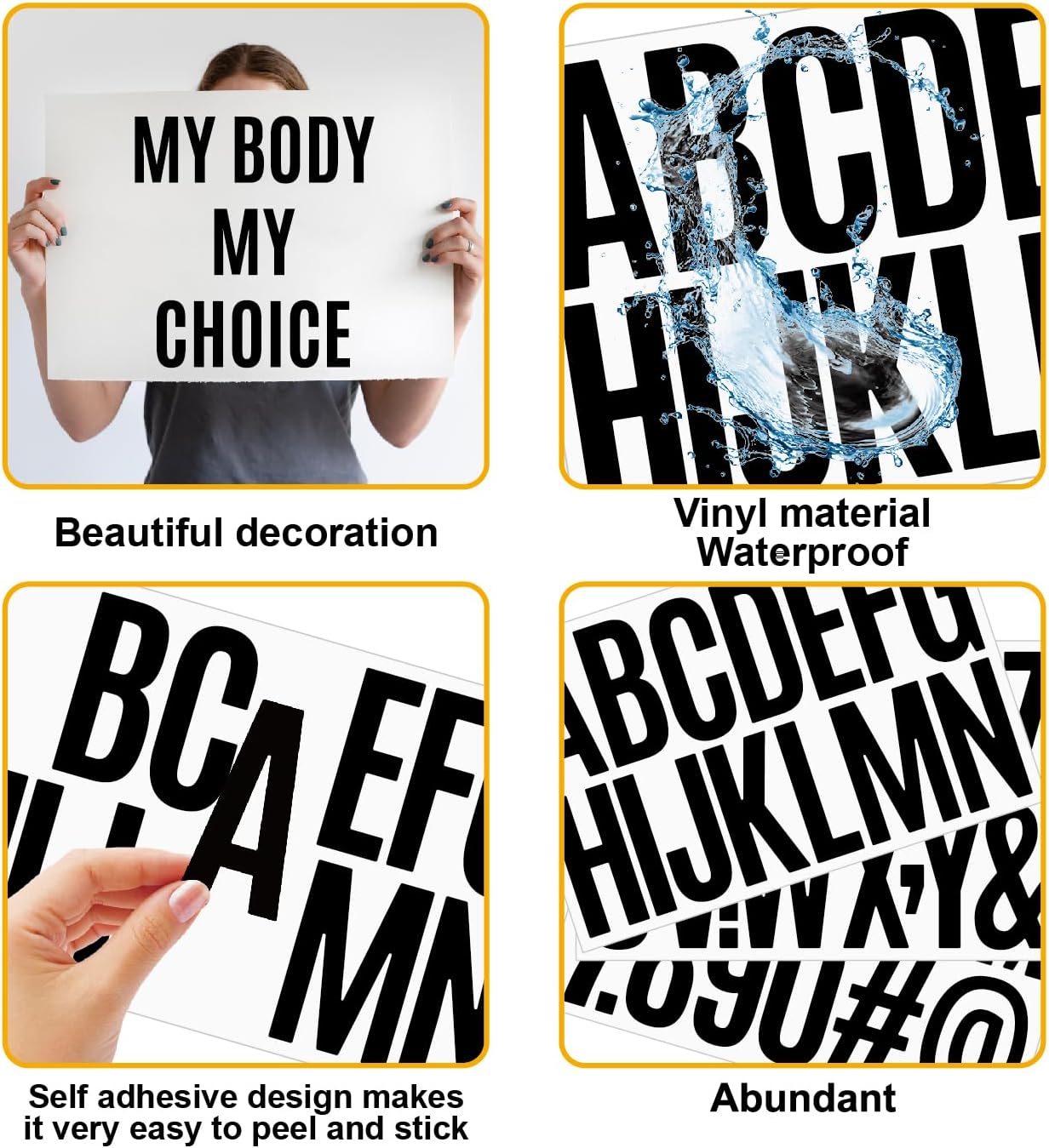 1000 Pcs Waterproof 2" Vinyl Alphabet & Number Stickers - Self-Adhesive for Mailboxes, Windows, Doors, Signs, Vehicles & More, Black