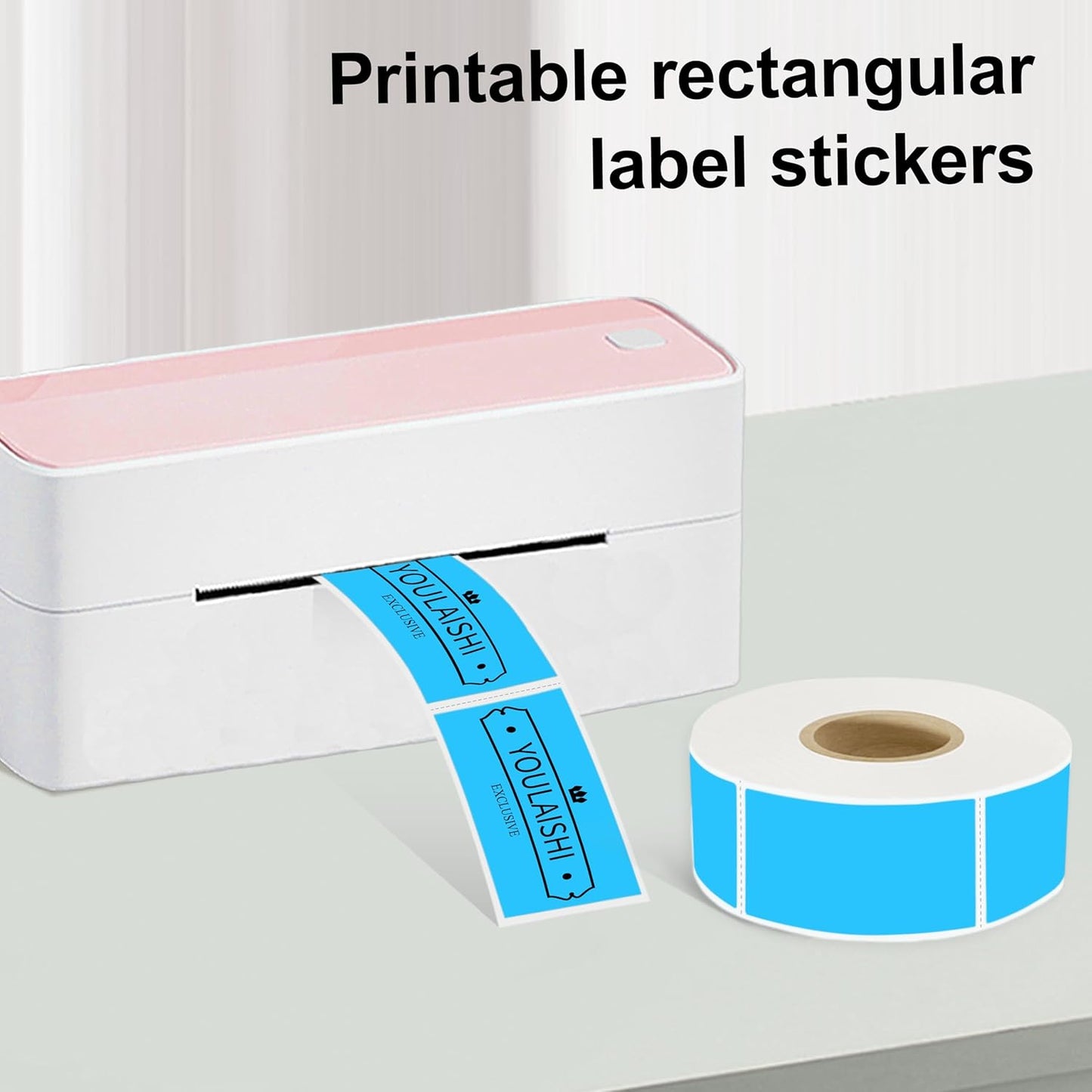 1X2 inch Label Stickers Roll for Thermal Printer 500PCS Colored Removable Freezer Labels Waterproof Blank Sticker Labels to Write on for Food Containers and Jars, Sky Blue