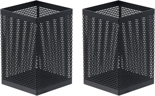 Comix Mesh Pen Holder Desk, Wire Pencil Holder with Foam Pad and Non-Slip Bottom Office Supplies Desk Organizer for Home Office School, 2 Packs