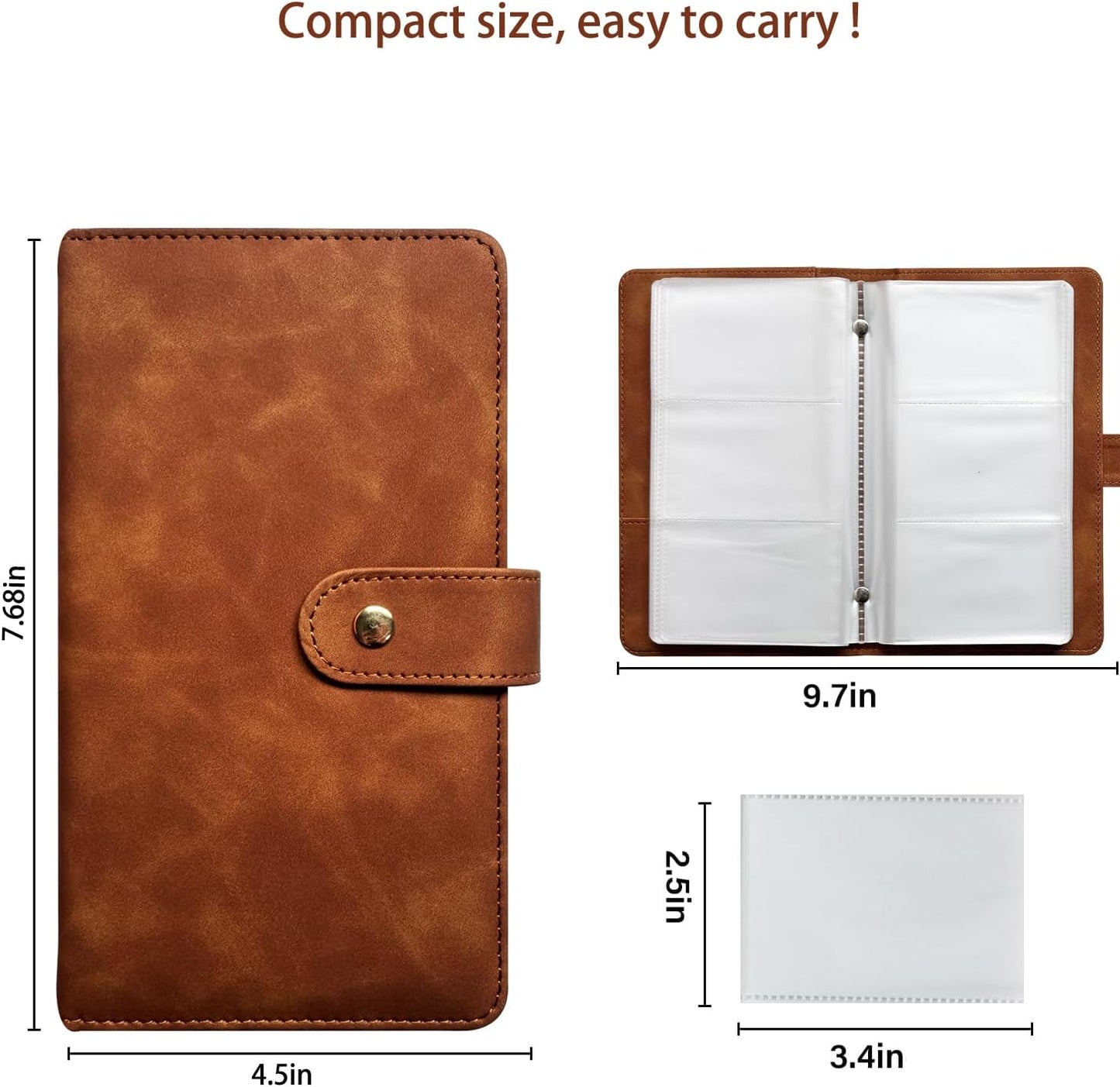 Leather Professional Business Card Holder Book Organizer, 240 Card Slots Capacity Booklet, Premium PU Name Cards Storage Folder with Soft Cover, Credit Card Binder Holder for Men/Women (Brown)