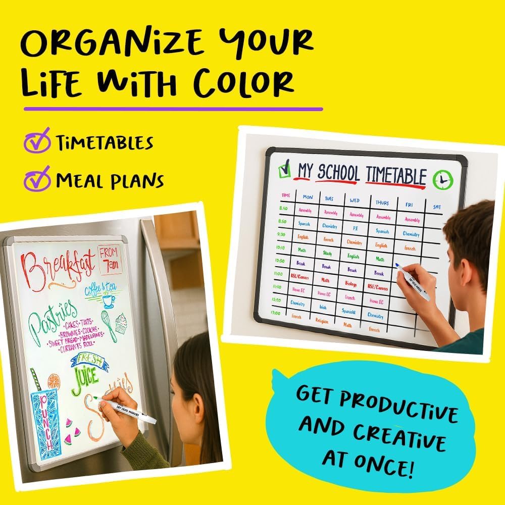 Chalkola Dry Erase Markers Fine Tip (15 Pack, 12 Colors) | Thin Point Dry Erase White Board Pens - Non toxic, Low Odor Whiteboard Markers for Kids, Teachers, Office, School, Classroom Supplies