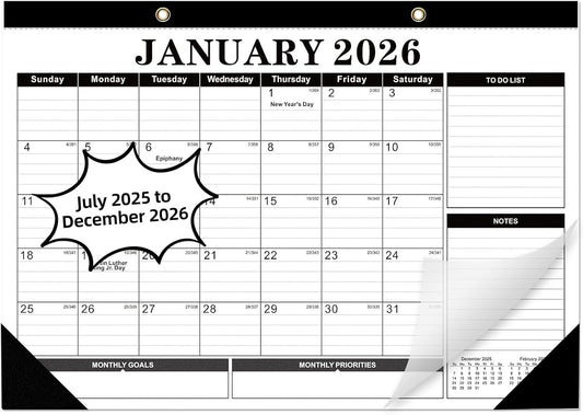 Tcamp 2026 Calendar, Desk Calendar 2026-2027 from January 2026 to June 2027, Large 17" x 12" Wall Calendar with Julian Dates, 18 Months Desk Planner for Home School Office Desktop, Christmas Gifts