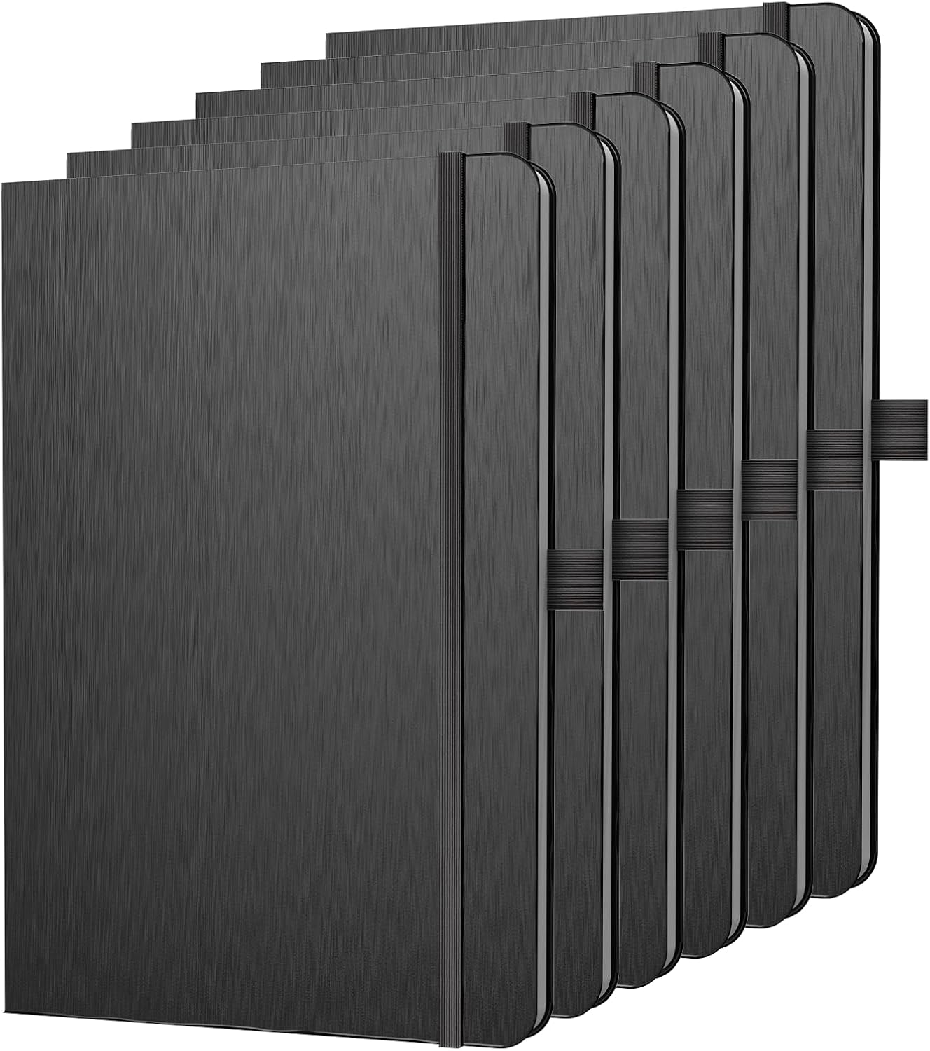 A5 Lined Journal Notebook, 7mm College Ruled Notepad, Journaling for Writing, Work, School, Travel and Note Taking, Hardcover 160 Pages (80 Sheets) 5.79 x 8.3 inches (6 Pack Black)