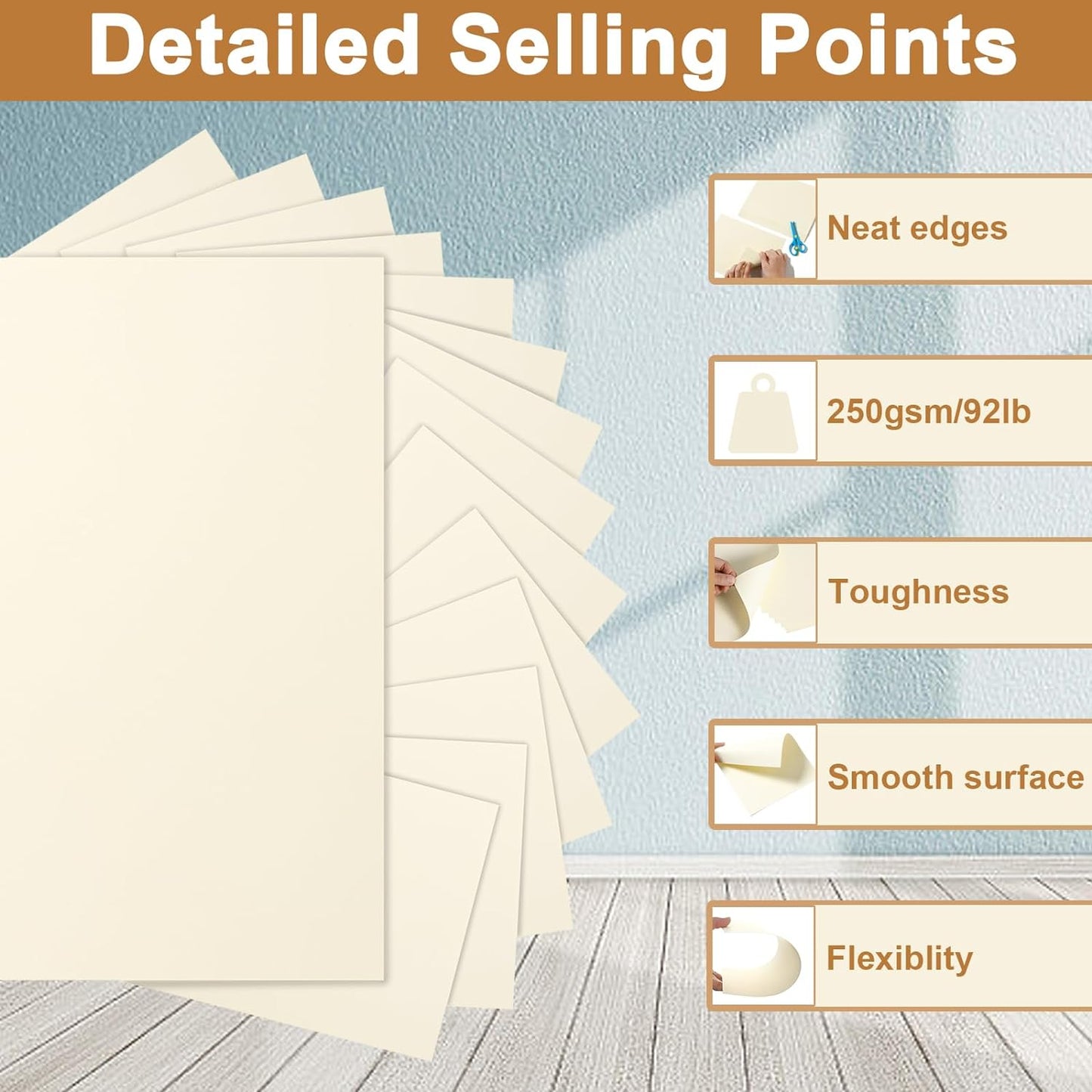 120 Sheets Cream Cardstock 8.5 x 11 Off White Paper, 92lb Ivory Card stock Printer Paper for DIY Cards, Menus, Business Cards, Certificates, Invitations