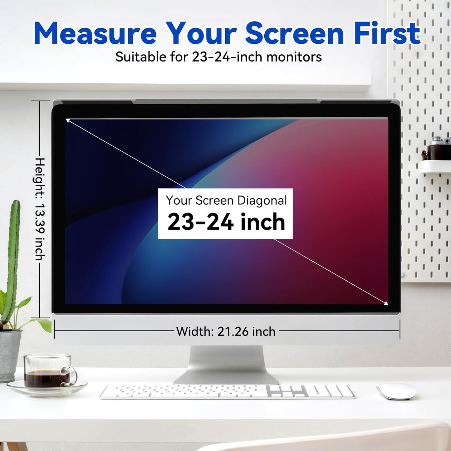 MOSISO 23-24 inch Computer Privacy Screen Protector for 16:9 Monitor, Eye Protection Frame Hanging Type Removable Anti-Scratch Acrylic Privacy Filter for Diagonal 23,23.6,23.8,24 inch PC Monitor