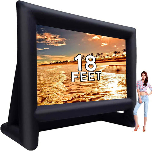 18 feet Inflatable Outdoor Projector Movie Screen - Package with Rope, Blower, Tent Stakes - Portable, Great for Outdoor and Indoor Party Watch Movies
