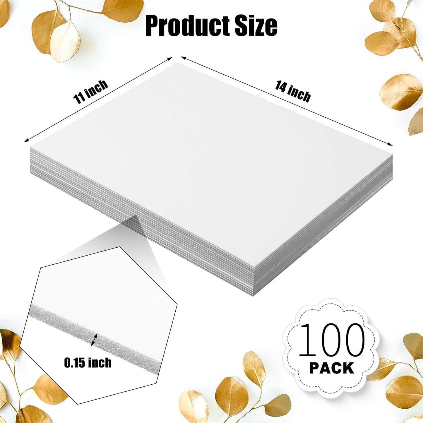 Frienda 100 Pack Foam Boards 1/8 Inch Thickness Foam Poster Boards Core Backing Board for Projects Presentation Board for School Crafts Office Art Projects(11x14x0.125 Inches,White)