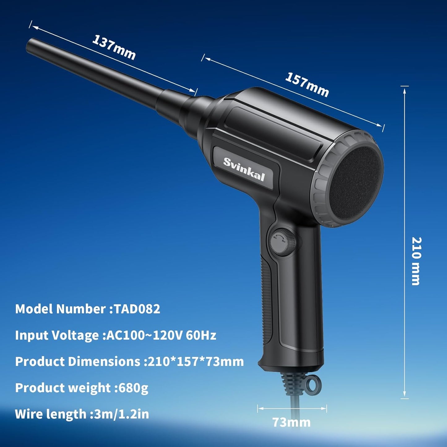 Electric Air Duster, 500W High Power with 40000RPM, Stepless Speed, 6oz Blowing Power, Ideal Canned Air Replacement for Cleaning Keyboards, Electronics, PC, and More