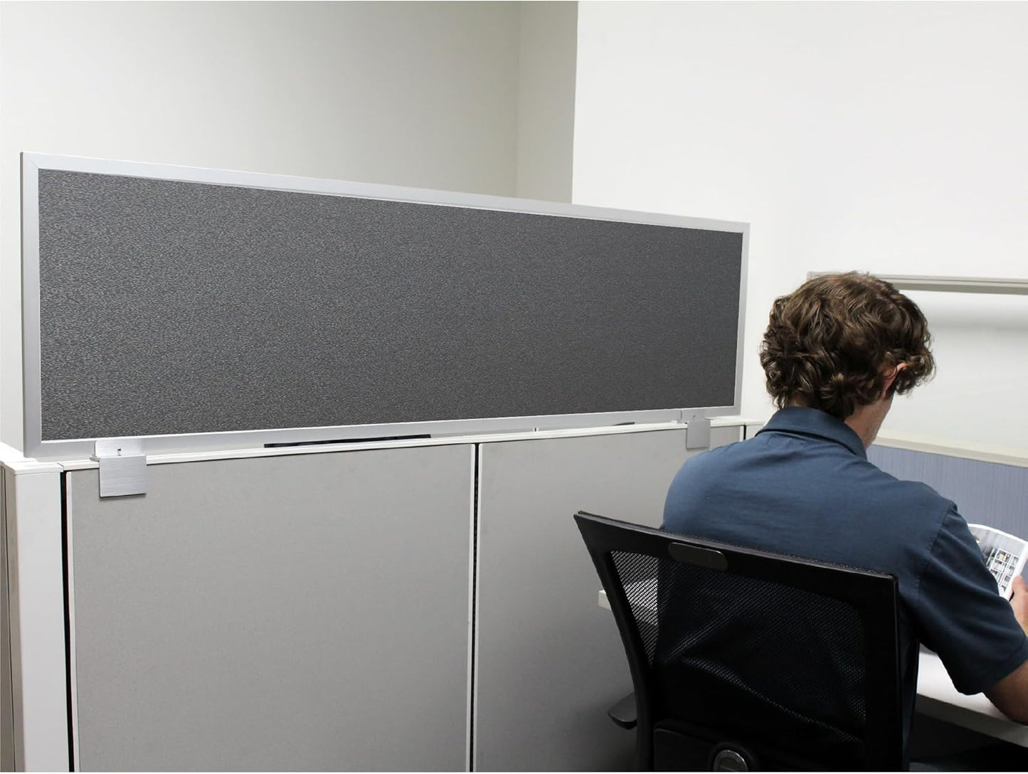 OBEX Acoustical Cubicle Privacy Screen Extender Desk Panel & Office Divider, Add Separation & Block Noise, 12" x 72", Graphite
