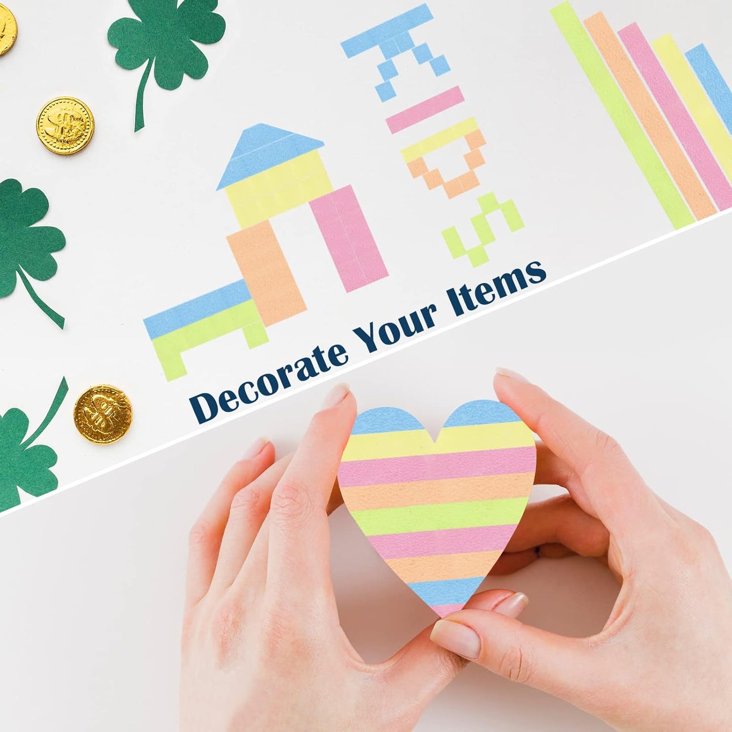 NEWEST 10 Rolls Highlighter Tapes, Clear Color Tape Removable Marking Sticker for Reading Class, 16 ft Per Roll