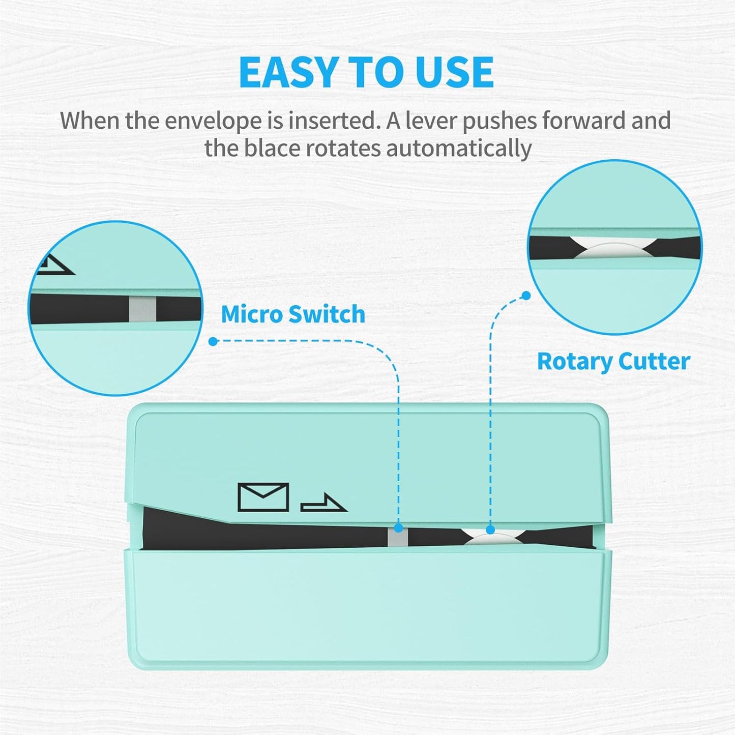 Battery Operated Electric Letter Opener - Letter Openers Envelope Slitter, Envelope Opener, Mail Opener, Universal Envelope Efficient Letter Opener Tool for Office, Home (Mint Green)