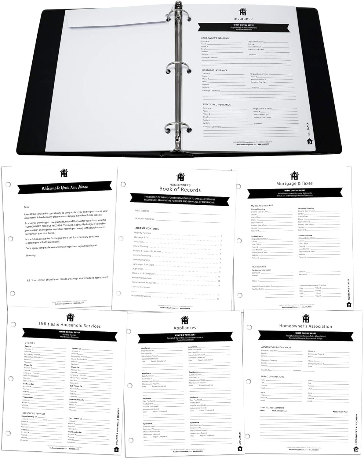 Homeowner's Book of Records Binder, Organize Household Receipts and Home Repair Record Keeping (Navy - 2 Pack)