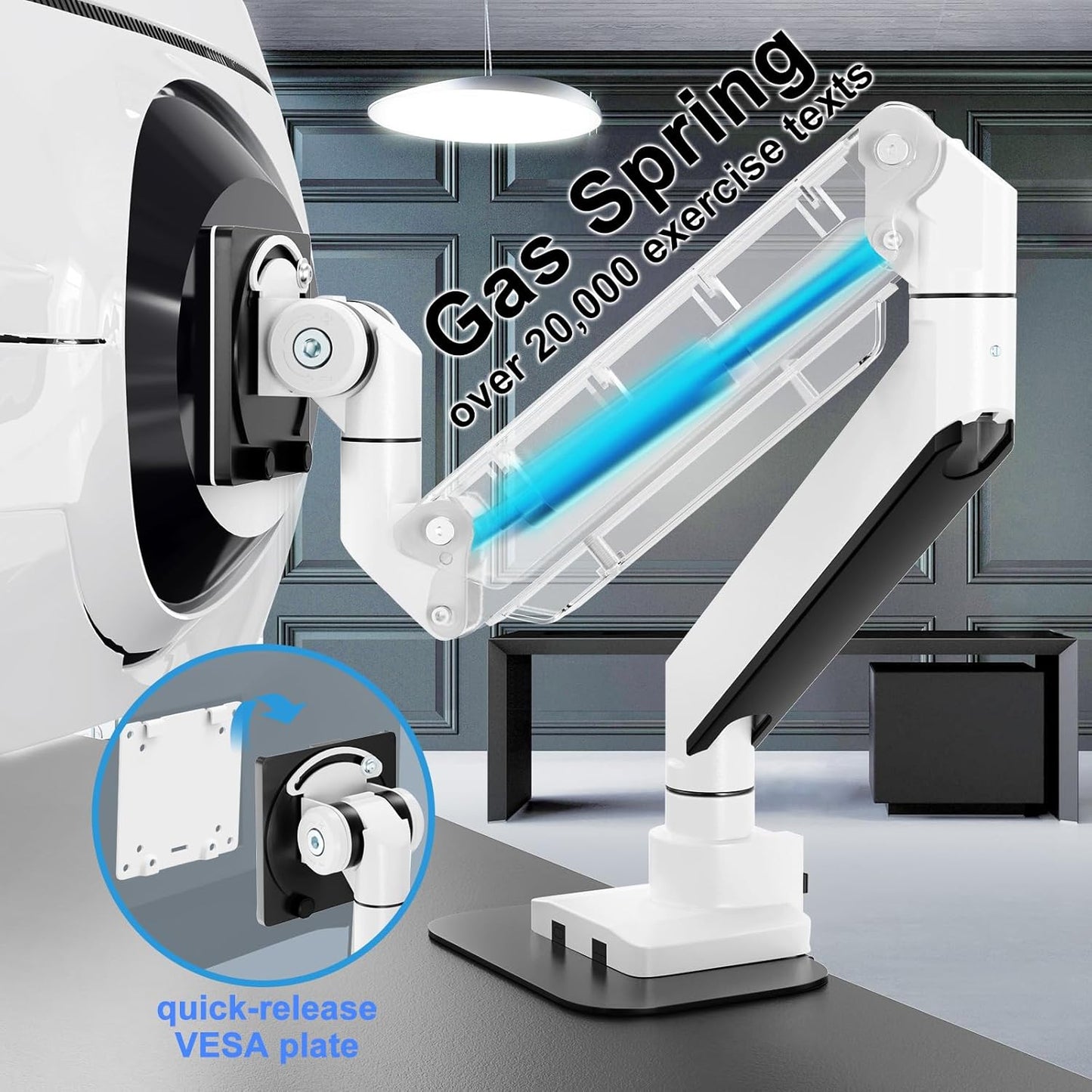 17-57 inch Ultrawide Monitor Arm - PUTORSEN, up to 59.4 lbs, Heavy Duty Monitor Arm for Flat/Curved Display and TV with VESA 75 * 75-200 * 200, with Steel Reinforcement Plate, White