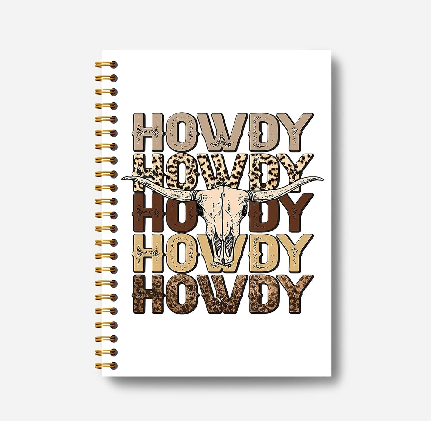 Howdy Western Notebook Journal 164 Pages - Western Gifts for Women Cowboy Cowgirl, Western Cool Notebook, College School Supplies, 5.5×8.3 Notebook Spiral Bound