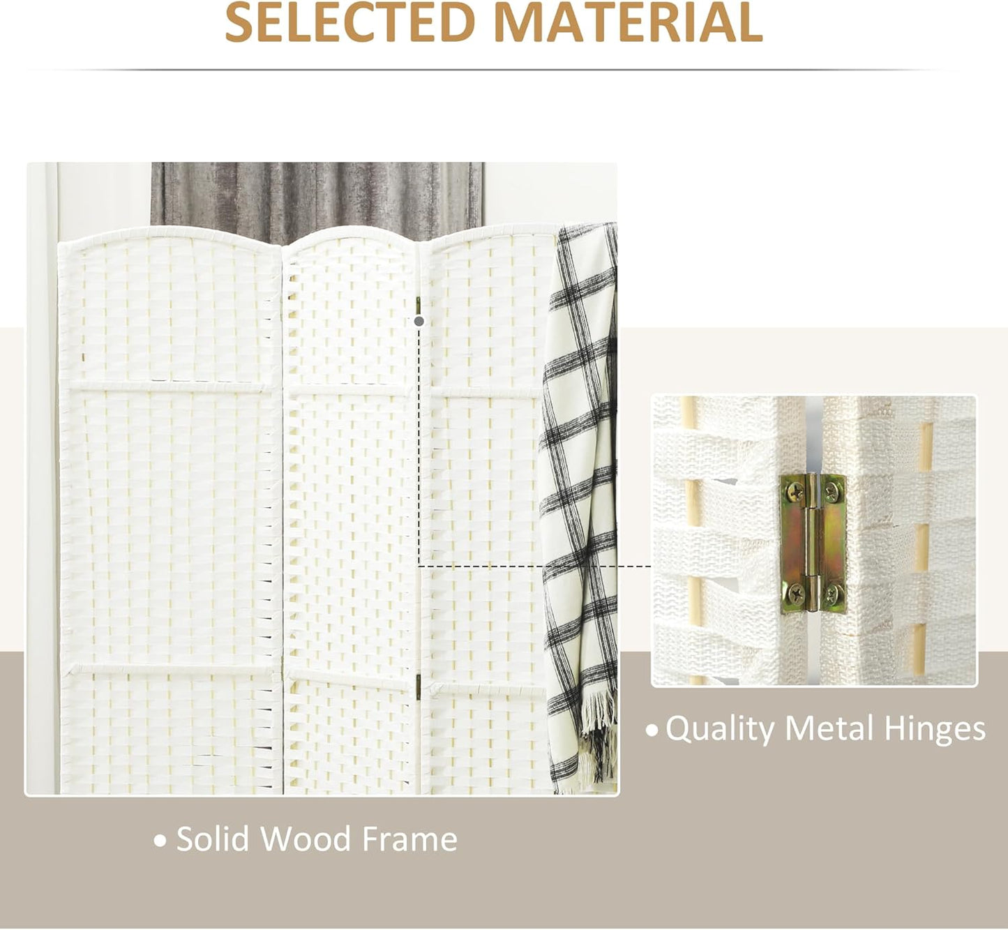 HOMCOM Room Divider, 8 Panel Folding Privacy Screen, 5.6' Tall Freestanding Wall Partition for Home Office, Bedroom, White