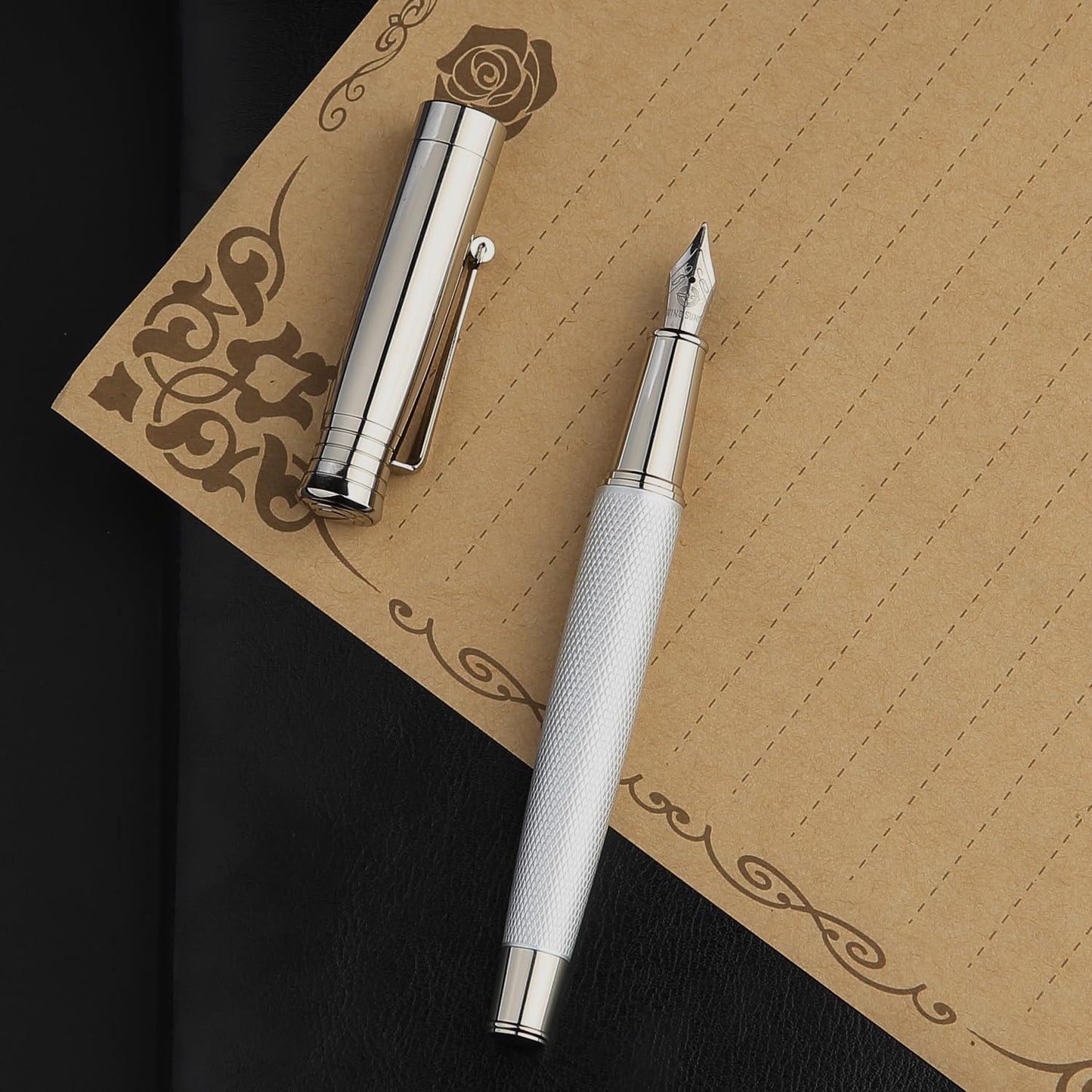 GC QUILL Fancy Fountain Pen Set – Fine and Medium Nibs, 18 Ink Cartridges, Ink Converter, Syringe Filler, Luxury Pen Gift for Men Women, Nice Pen for Writing Journaling – MU-14