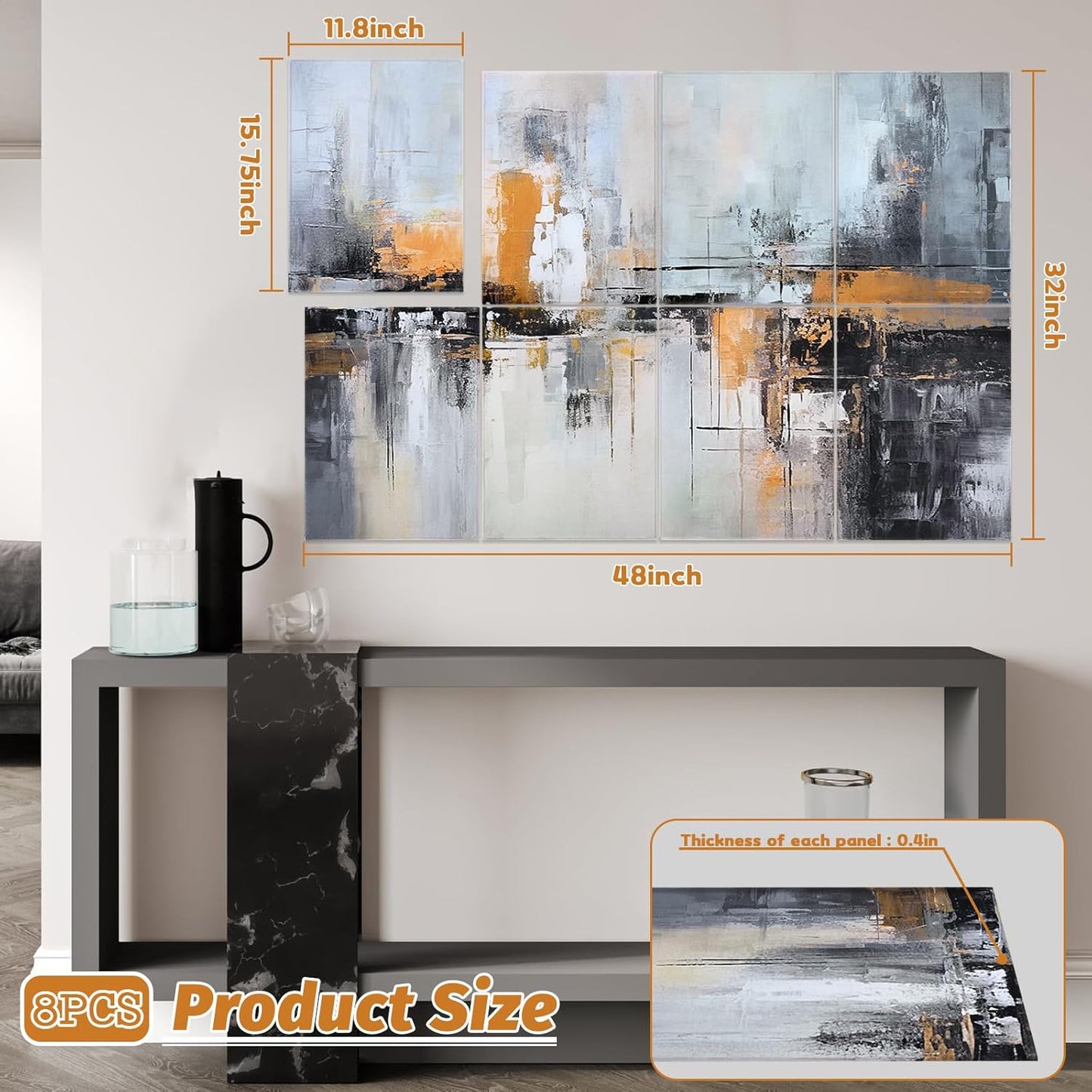 8 Pack Acoustic Panels, Soundproof Wall Panels, 48X32in Sound Proof Panels for Walls, Sound Absorbing Wall Art Decorative, Sound Dampening Panels for Recording, Home Studio(After-rain City)