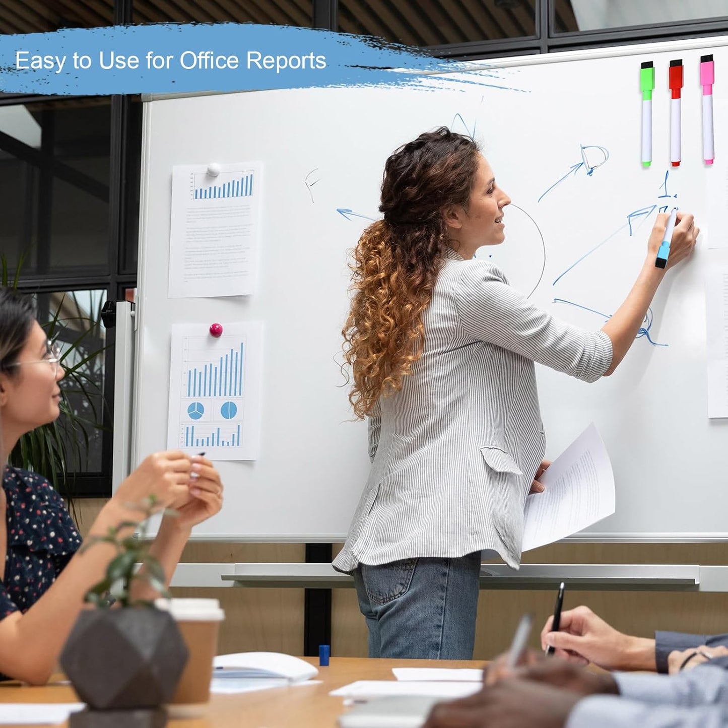 Kosiz 320 Pcs Magnetic Dry Erase Markers, Multicolor Marking Pens with Fine Point Tip, Erasable Caps, Ideal for Whiteboard Dry Erase Boards School Office Home