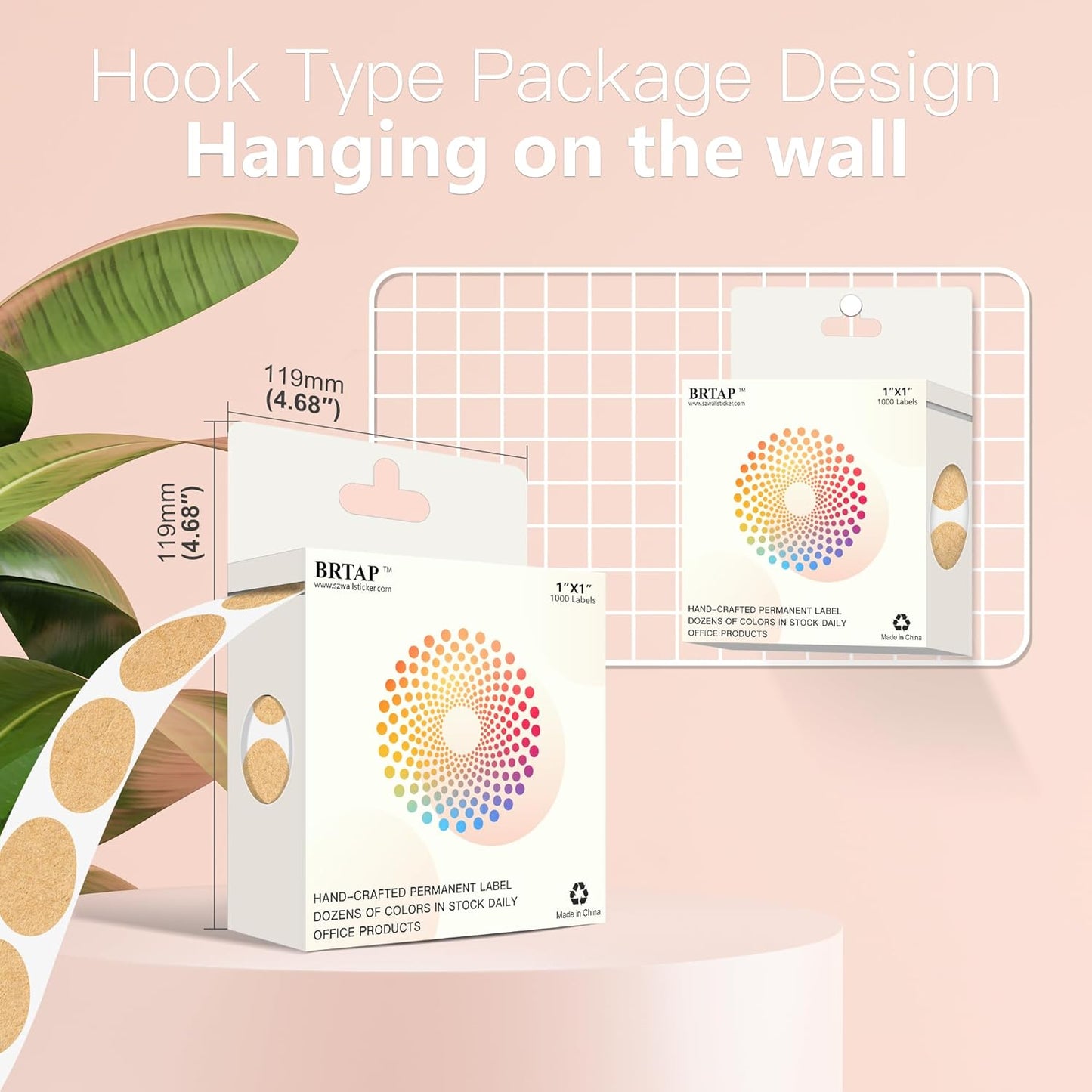 1 Inch Round Color Coding Labels, 1000 Dots Per Roll Kraft Brown Color Coded Dot Stickers, Round Color Dot Labels for Organizing, Filing, and Storage