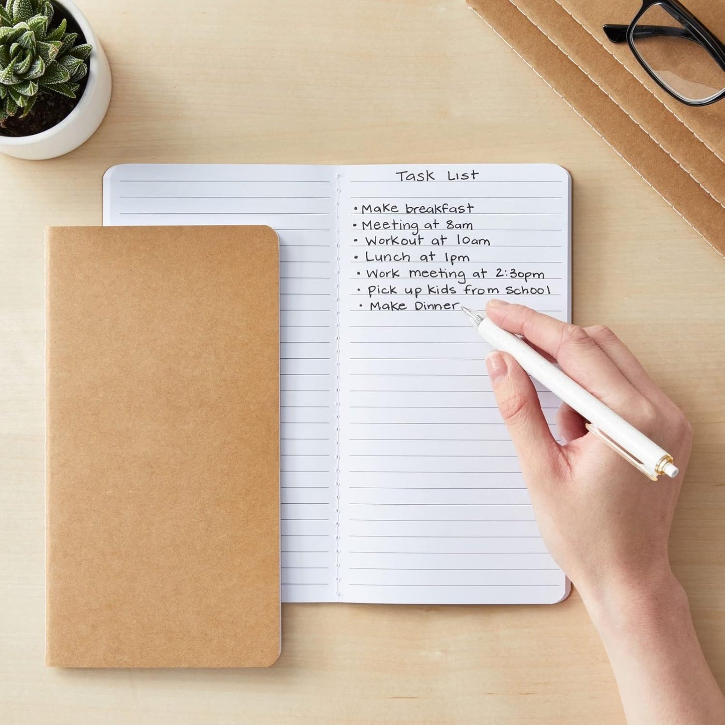 Paper Junkie Notebooks for School - 4.3 x 8.2 In, Kraft Brown, Pack of 48 - Lined Notebooks - Kraft Paper Journals for Note Taking & Journal Writing