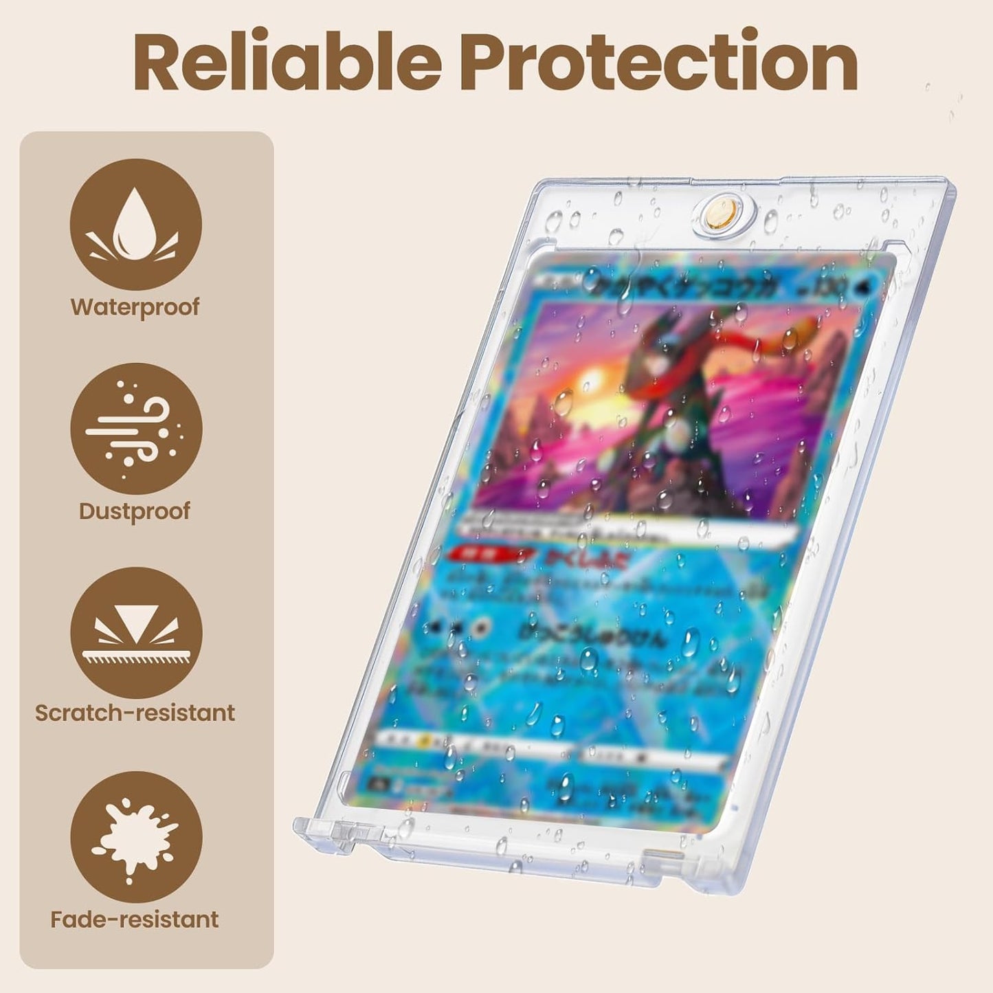 2 Pack Magnetic Card Holders for Trading Cards - 35pt Hard Plastic Card Protectors with 2 Wooden Stands, Baseball Trading Card Stands for Storage and Display, Card Case for MTG, Sports and Game Cards