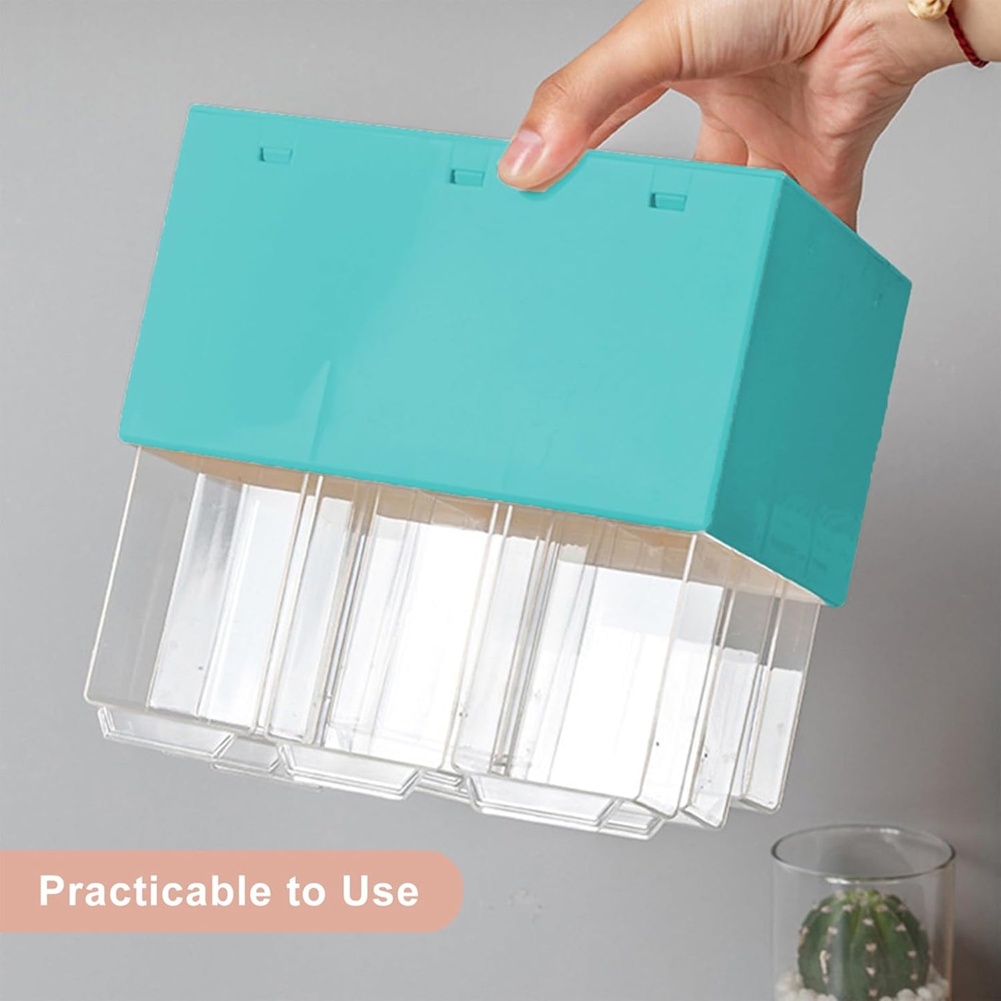 Feadily 2PCS Small Drawer Organizer for Desk, Desktop Drawer Organizer with 9 Clear Drawers, Plastic Desktop Storage Drawers 7.1 Inch x 3 .9 Inch x 4.7 Inch, Green