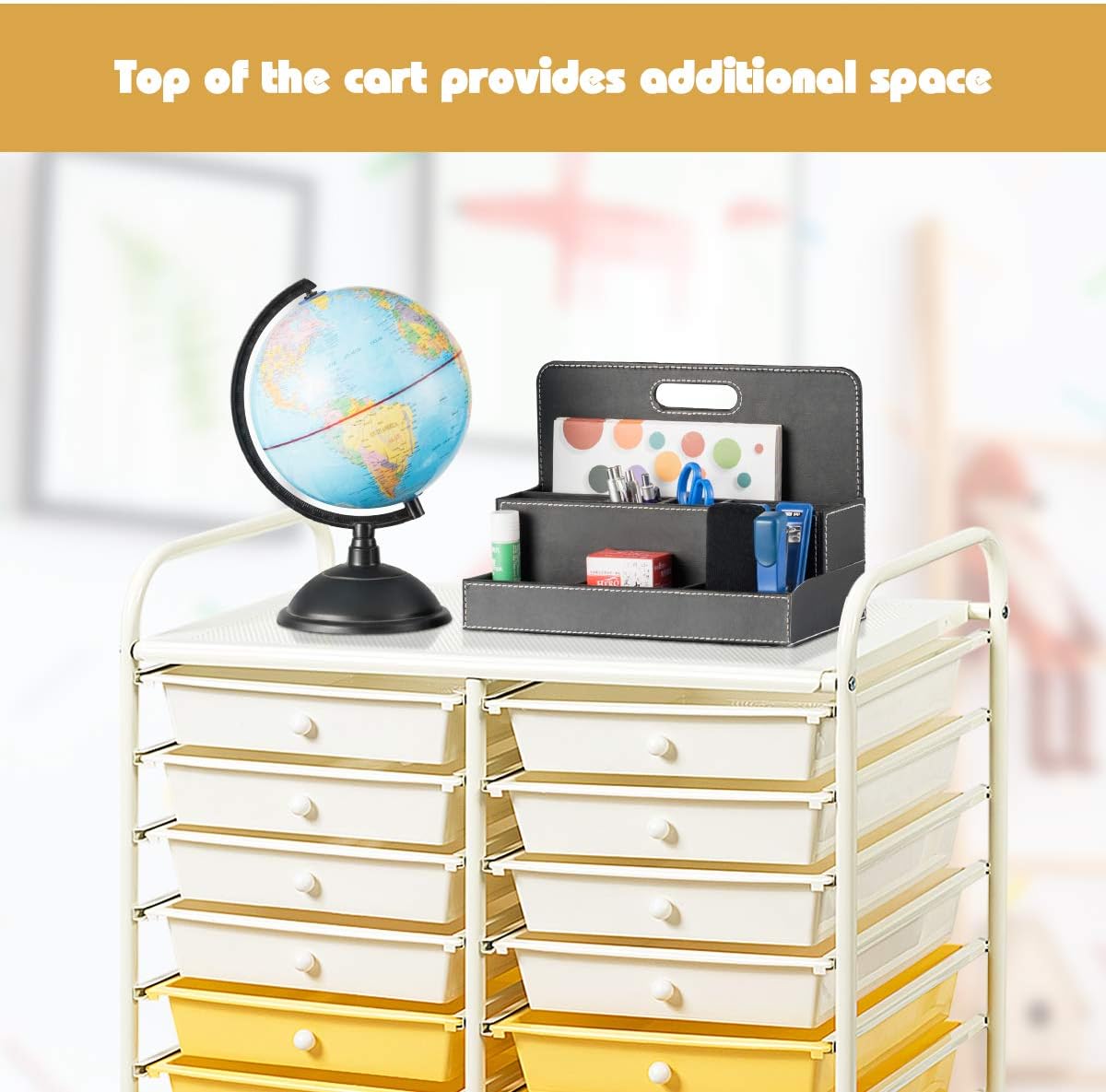 Giantex 20 Drawer Rolling Storage Cart Tools Scrapbook Paper Office School Organizer (25 x 15 x 35 Inch, Yellow)