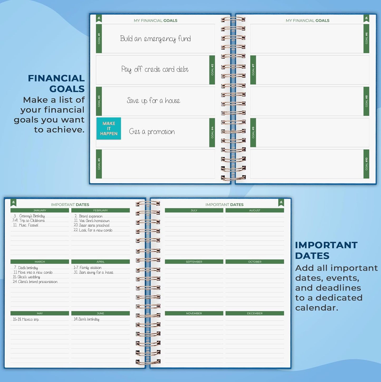 Clever Fox Budget Planner – Coiled Finance Book, Monthly Financial Journal, Budgeting Organizer & Expense Tracker Notebook, 8.5x9.5″ (Mystic Blue)
