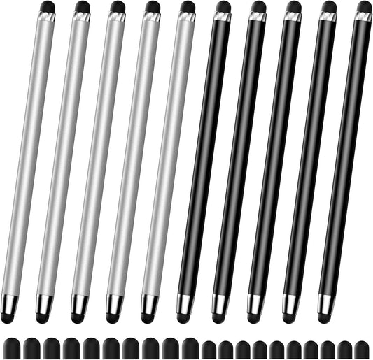 10 PCS Stylus,Stylus Pen for Touchscreen,Stylus 2-in-1 High Sensitivity & Precision Suitable for Touch Screens of iPhone/ipad/Android Tablets(10 Stylus Pen Silver/Black + 20 Tips)