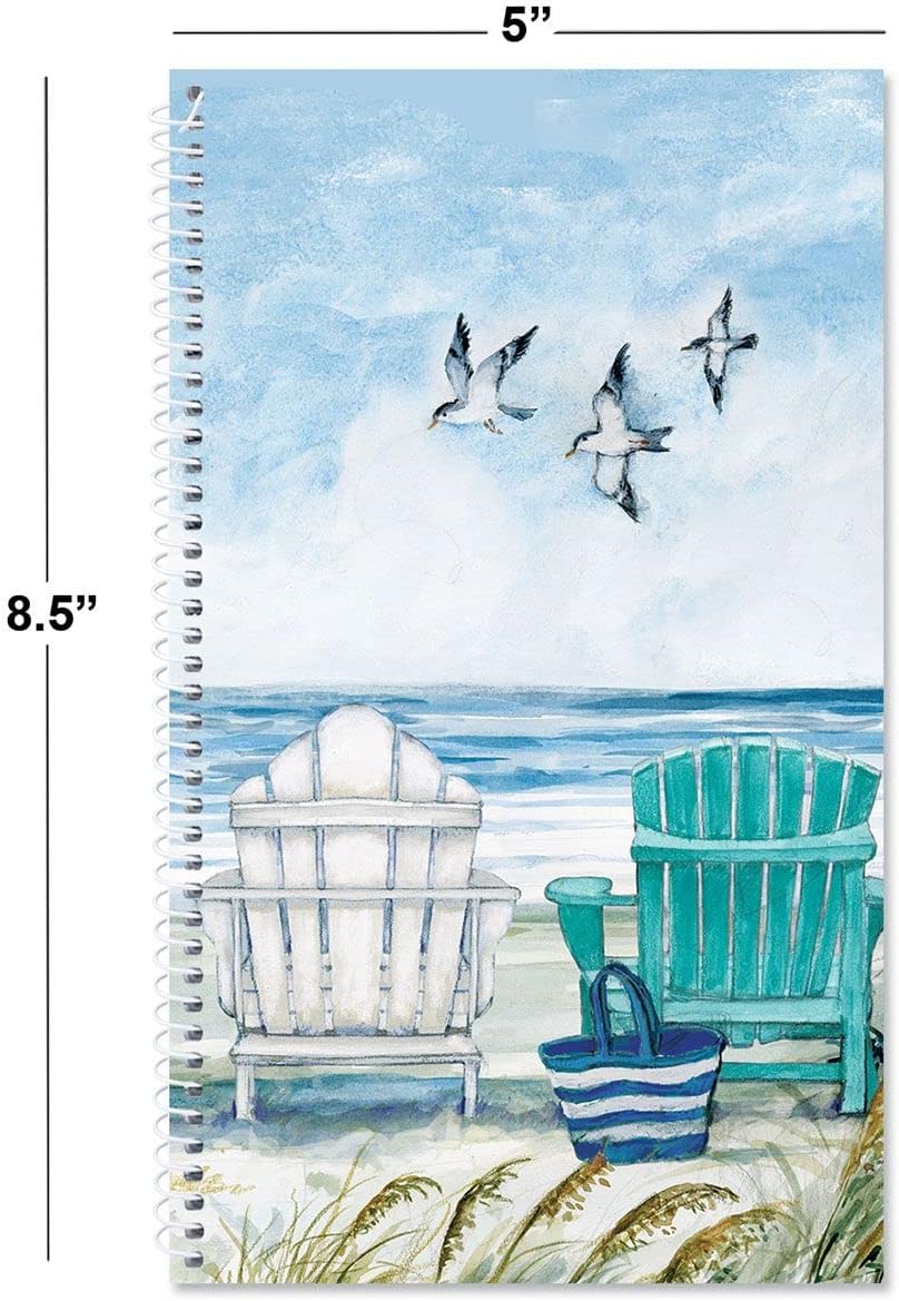 Current By The Sea Password & PIN Keeper Book, 94 Pages, 5” x 8.5” Size Spiral Bound, Soft Cover Internet Organizer for Offline Website, Login, & Username Storage
