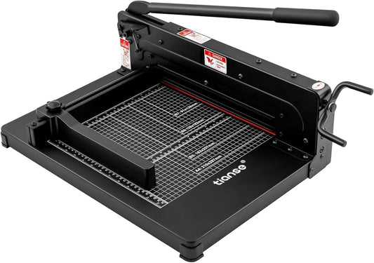 TIANSE Heavy Duty Guillotine Paper Cutter A4 12" Guillotine Paper Cutter 400 Sheet Capacity Solid Steel Construction with Double Safety Protection Perfect for Trimming Paper Cardstock Matboard Black