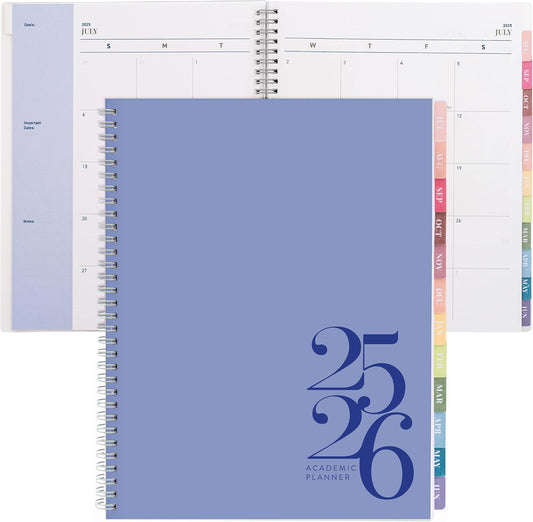 Rileys Academic Planner 2025-2026, Daily, Weekly & Monthly Planner, July 2025 - June 2026, Student Notes Pages, Twin-Wire Binding, Weekly Agenda for School & Work (8.5 x 11-Inches, Blue, Classic)