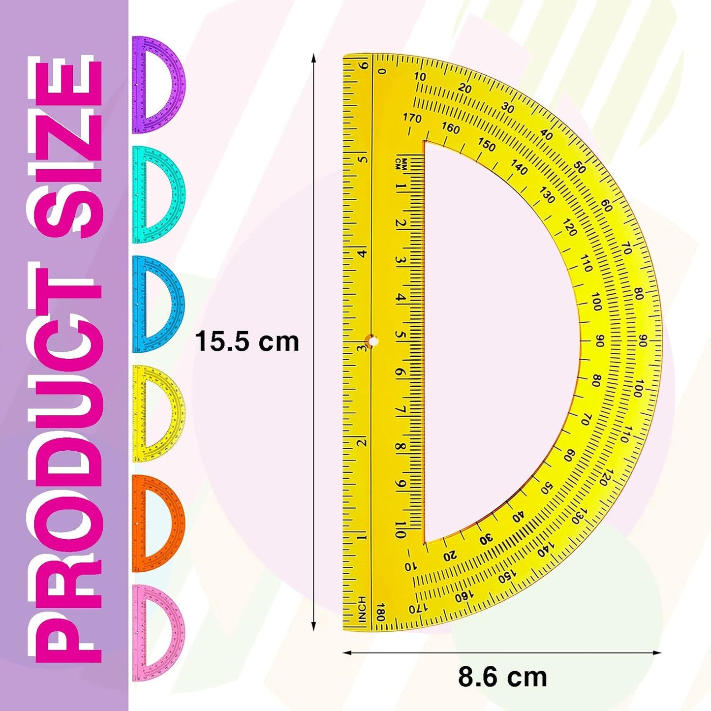 Zonon 36 Pieces Protractors Bulk Plastic 180 Degrees 6 Inch Translucent Protractors for Geometry, Angle Measurement, Students School Supplies