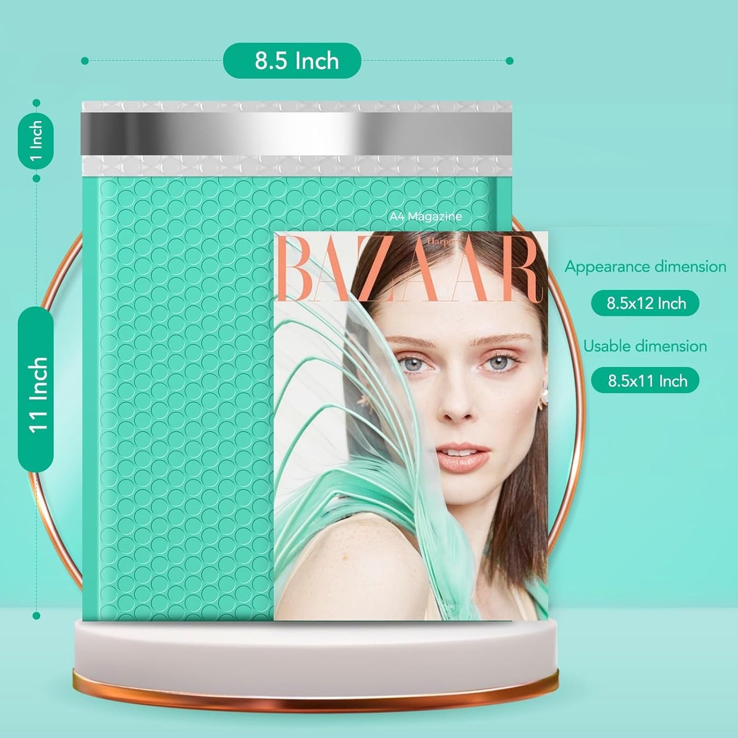 Fuxury 250Pack Teal Bubble Mailers 8.5x12" Medium Opaque Padded Envelopes Strong Adhesion Bubble Mailer Thick Padded Mailers for Small Business Mailing Books Clothes Makeup Supplies