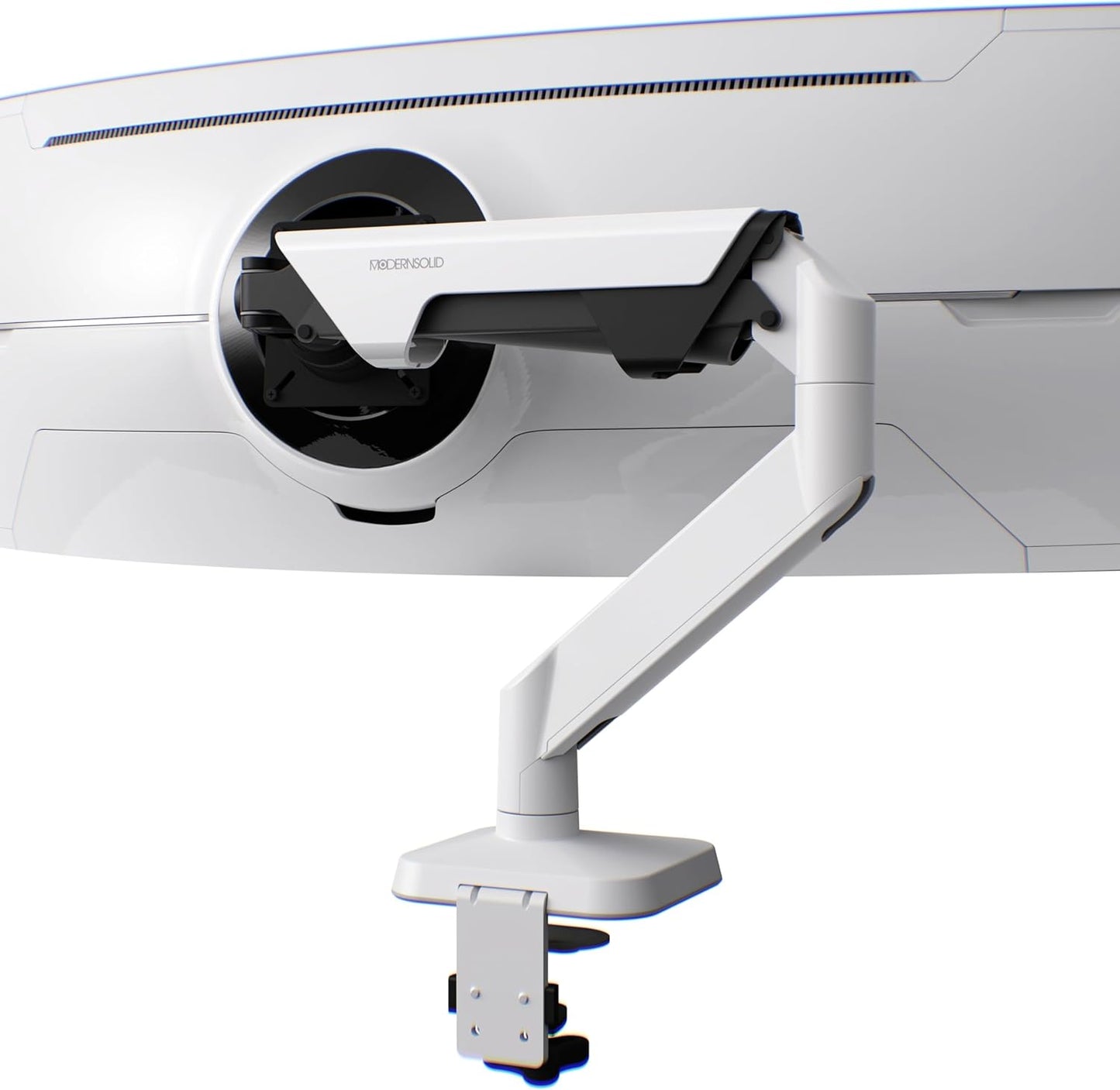 Heavy Duty Monitor Arm Desk Mount for 34-49 Inch Ultrawide Curved Monitors, Supports 14-38 lbs, Gas Spring Ergonomic Full Motion with Cable Management, Red Dot Design Awarded, White