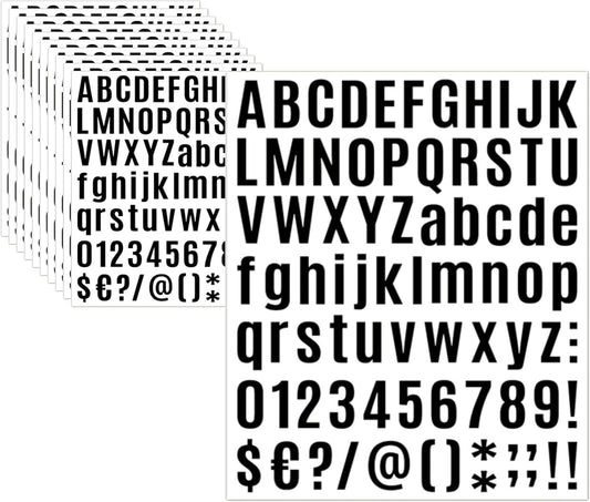 10 Sheets Letter Number Stickers, 1 inch Vinyl Self-Adhesive Alphabet Stickers, Mailbox Numbers, Cup Labels, Holiday Party Decoration (Black, 1 inch)