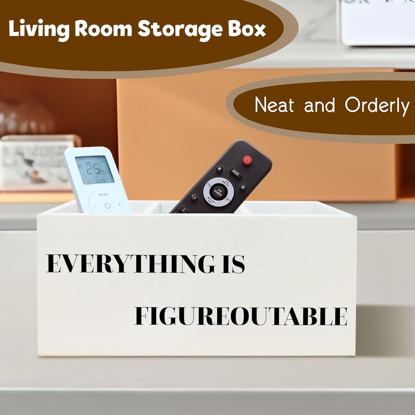 Everything is Figureoutable Inspirational Pen Holder for Desk, Motivational Gifts for Coworkers Women Men, Positive Quote Wooden Pen Pencil Holder Organizer for Office Desk Accessories