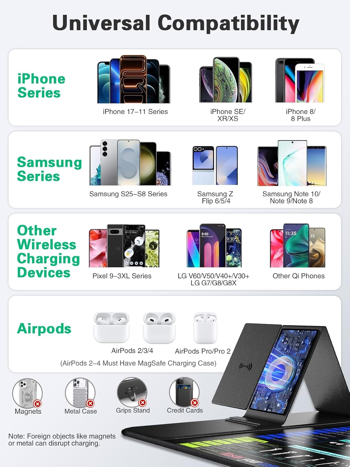 Mouse Pad for Excel/Word/PowerPoint/Windows Shortcut Keys, Desk Pad with Wireless Charger Phone Stand, XXL Large Excel Cheat Sheet Mousepad | PC Office Spreadsheet Desk Mat | Non-Slip Stitched Edge