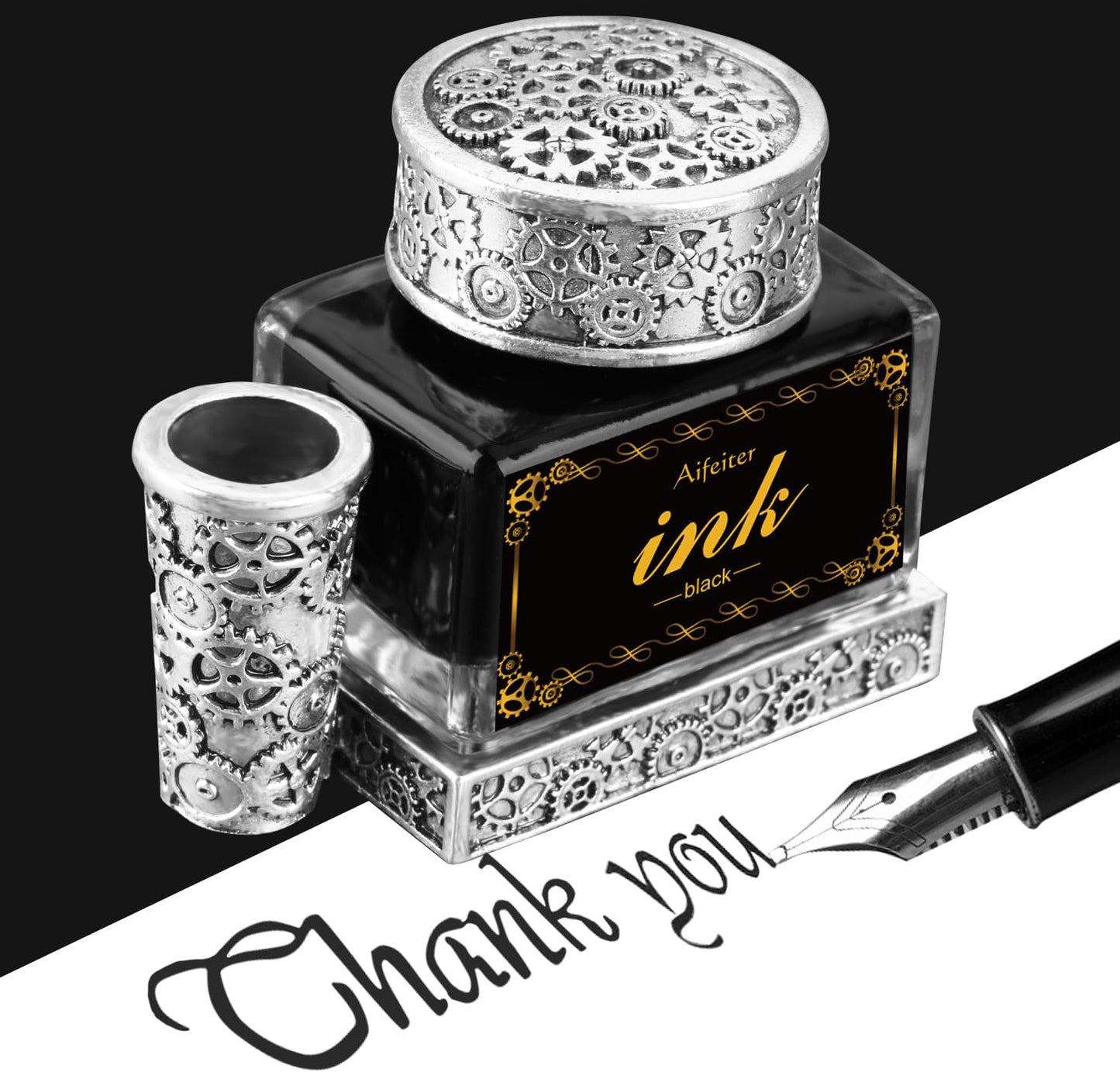 Calligraphy Ink Pen Ink Black,15ml Black Ink,2-in-1 Pen Holder Ink,Suitable for quills Quill Pen dip Pen Calligraphy Pen Drawing Pen,Carbon Free Ink for pens
