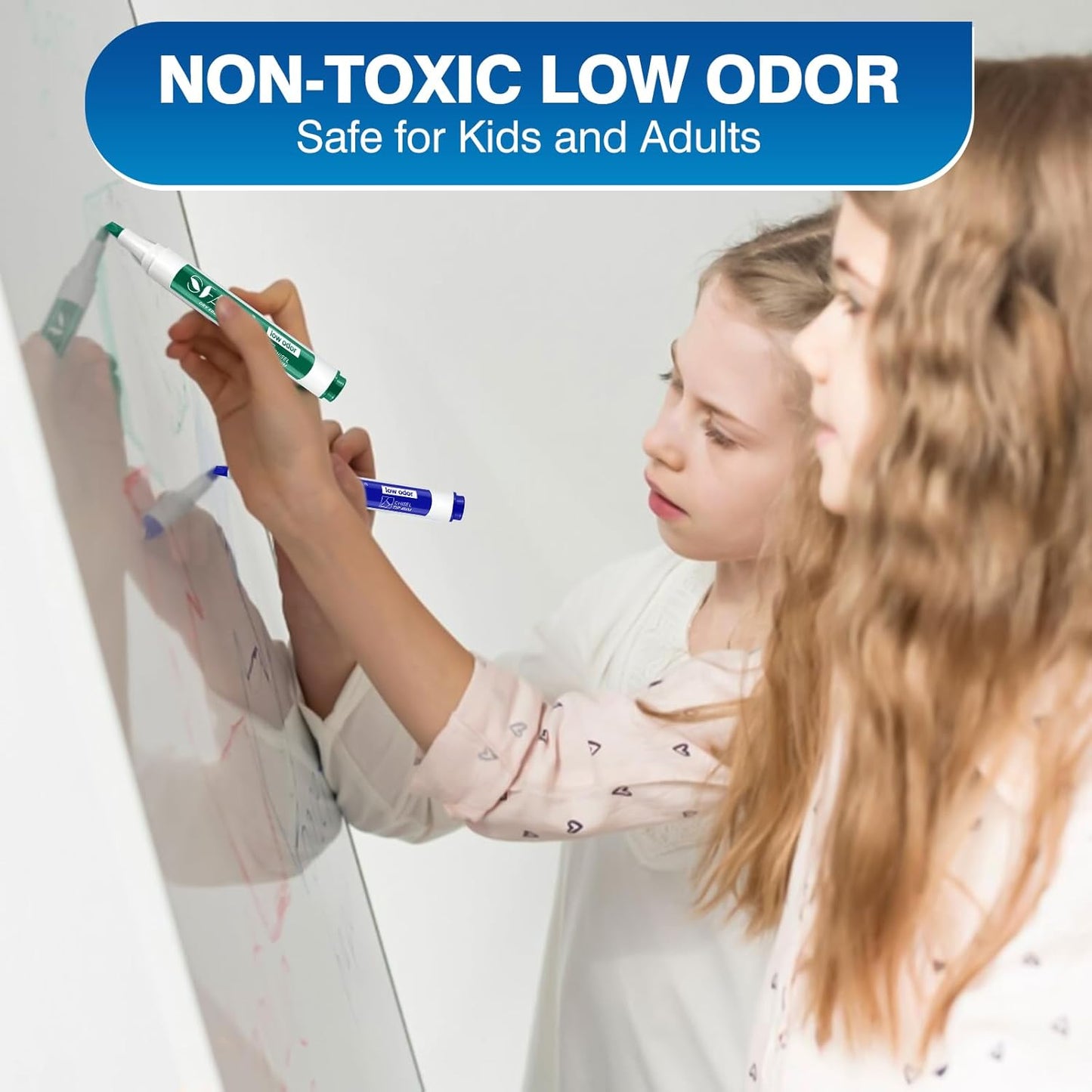 SFAIH Dry Erase Markers Chisel Tip with Magnetic Whiteboard Eraser, 36 Bulk Pack Black White Board Markers for Teachers & Students, Versatile Lines, 1s Quickly Dry, Perfect for Classroom and Office