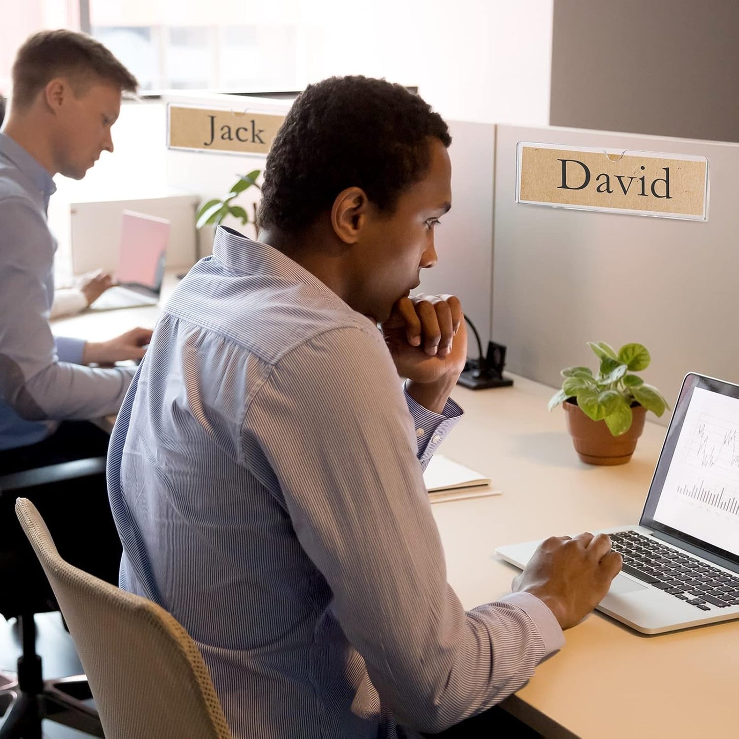 15 Pack Acrylic Wall Name Plate Holder with Adhesive Tapes 2 x 8 Inch Clear Holder Frame Acrylic Sign Name Plates for Cubicles Door Office Home Classroom Display