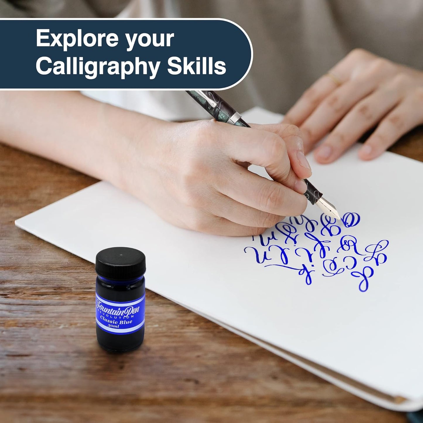 FPR Classic Blue Fountain Pen Ink - 30 ml Saturated Blue Ink Bottle for Smooth, Effortless Writing - Professional/Daily Use Refill Ink for Fountain Pen - Premium Stationery Supplies